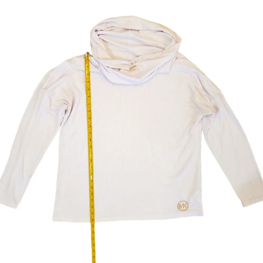 Michael Michael Kors Women's White Cowl Neck Bling Logo Pullover‎ Hoodie Large